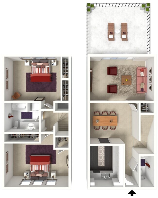 Rollingwood - 2B1.5B TH - 1100 sqft - Maple 3D Furnished.jpg - Rollingwood