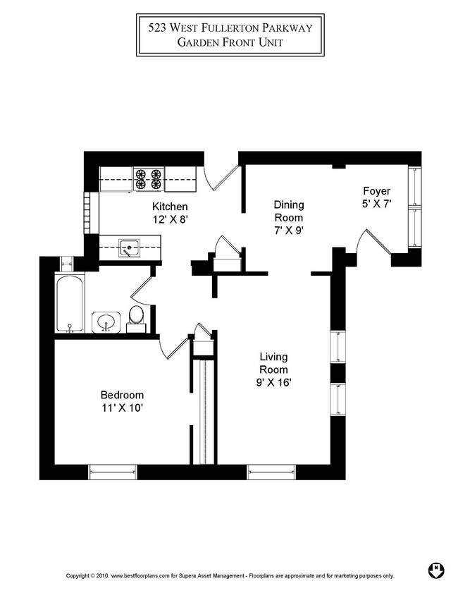 1 Bedroom / 1 Bath / 576 Sq.Ft. - 523-31 W. Fullerton