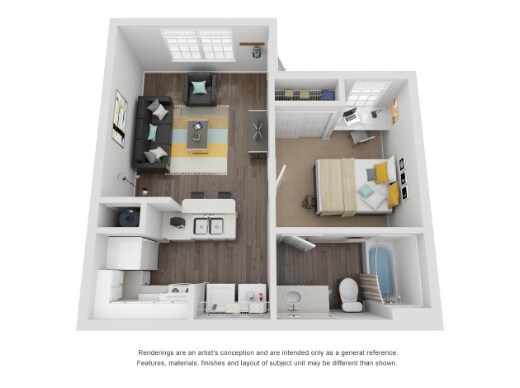 Explore the efficient design of this contemporary 1-bedroom apartment, perfect for stylish urban living. - Cadence at Southern