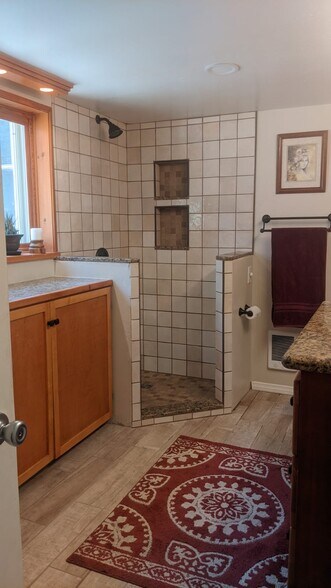 New custom designed bathroom, glass soon to be installed - 13915 Mussey Grade Rd