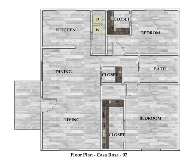 917 sf - Casa Rosa Apartments