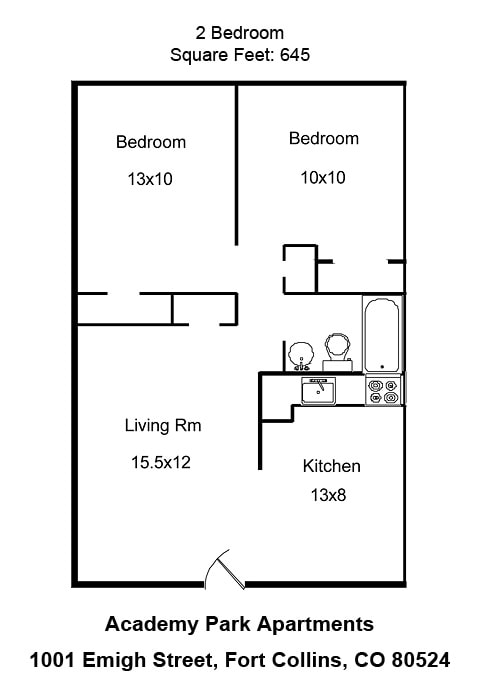 2BR/1BA - Academy Park Apartments