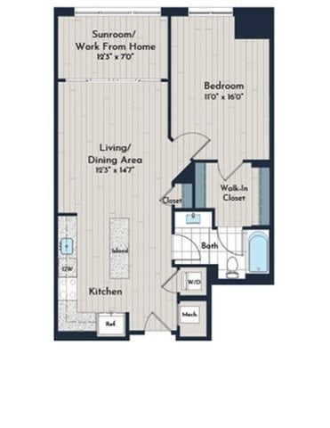 1BS-6 Floor Plan - Meridian 2250 at Eisenhower Station