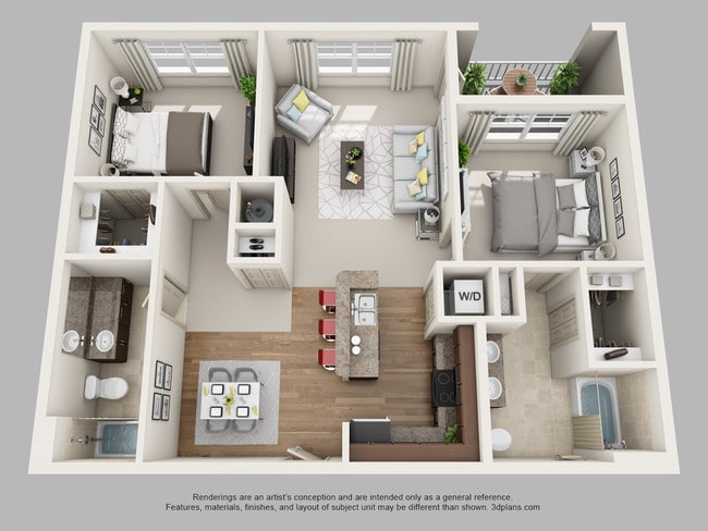 B1 2 Bedroom 2 Bath 1132sf - Riversong Apartment Homes