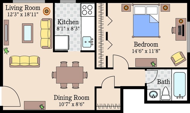 One Bedroom - Queens Park Plaza Apartments