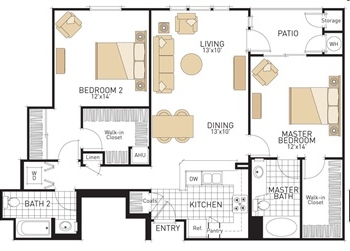 2BR/2BA - The Oaks Apartment Homes