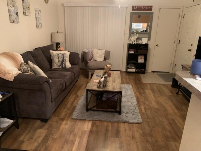 Living area with easy to clean vinyl flooring. - 1111 E University Dr