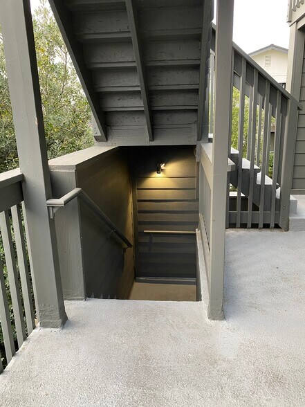 Back steps down to the enclosed garage - 443 Willow Ave