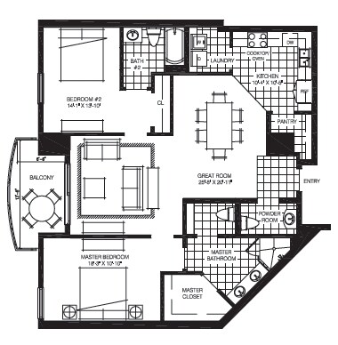 2BR/2.5BA - The Mark