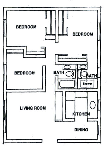 Standard 3 Bedroom - Diamond Head Apartments