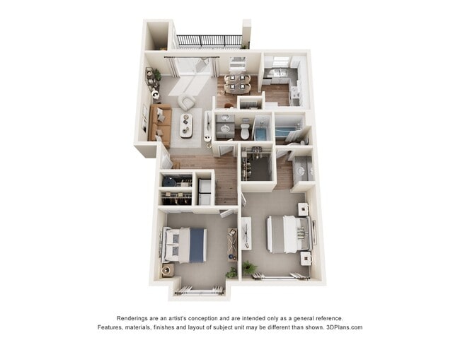 B1 Floor Plan | 2 Bedroom with 2 Bath | 930 Square Feet | Scott Mountain | Apartment Homes - Scott Mountain