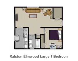Large 1 Bedroom - Ralston Elmwood Apartments