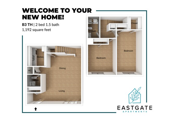 B3 Town Home Floor Plan - Eastgate Apartments