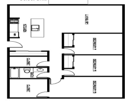 3 Bedroom B - Drake Apartments