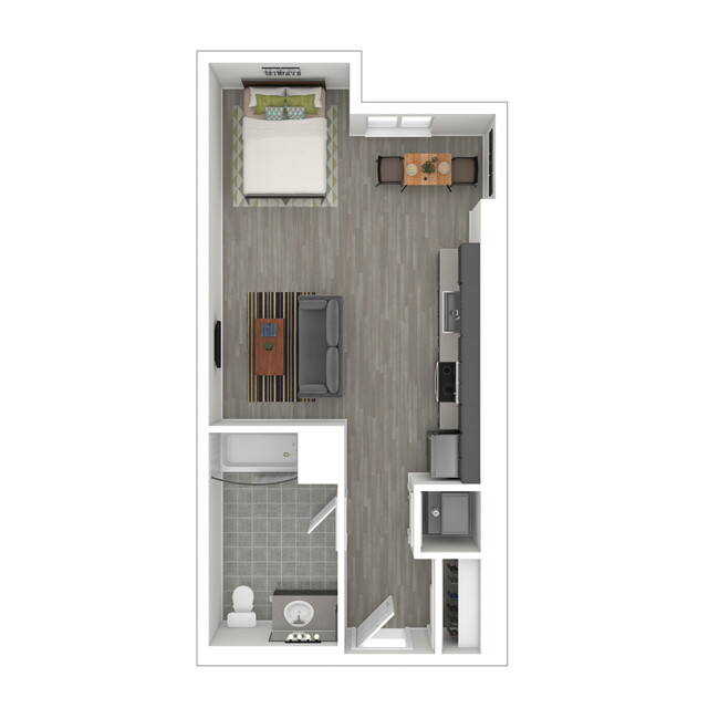 S3 - Staged Studio Floor Plan - 425 SF - Catalina West Adams