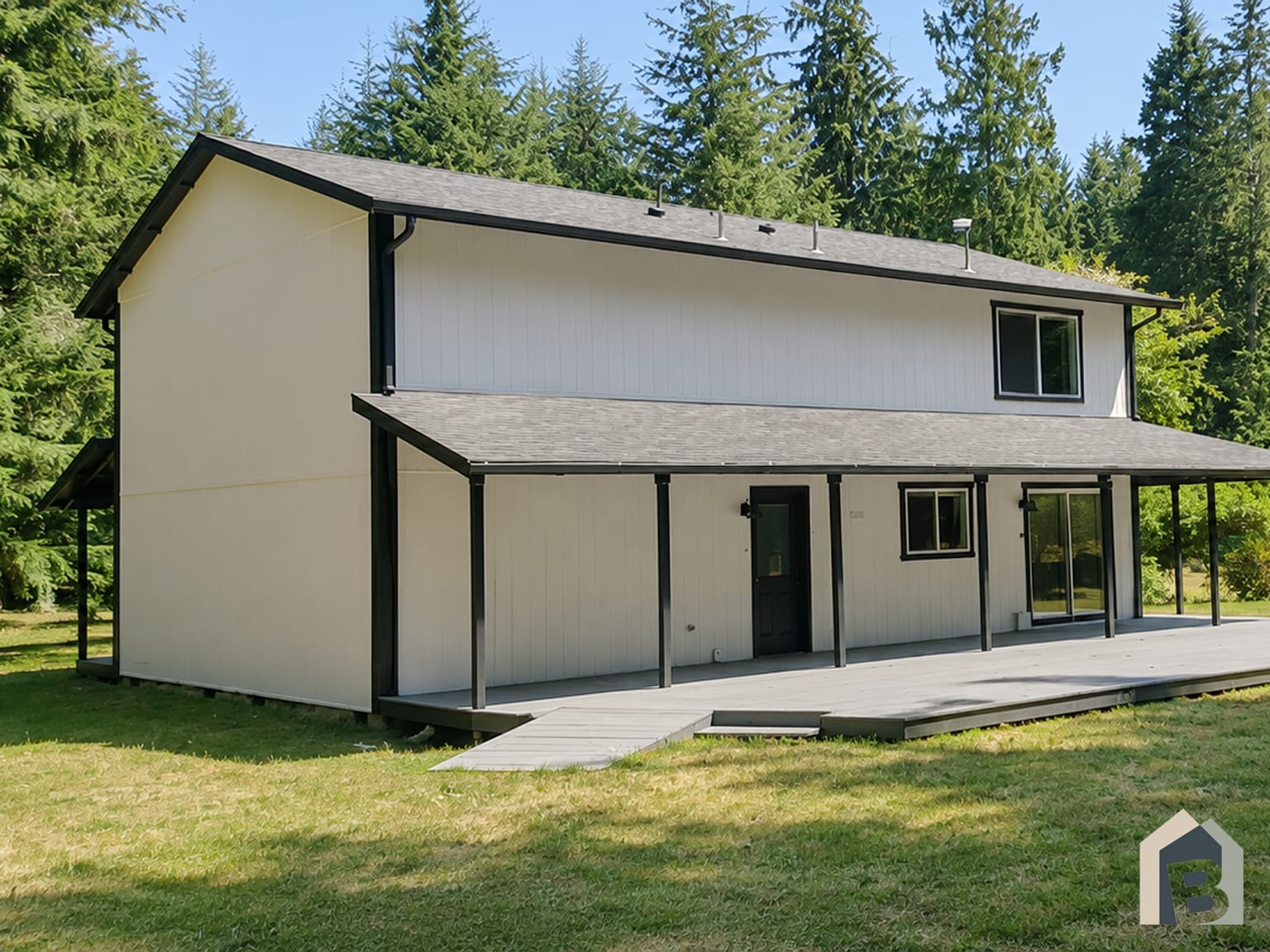 Back of house with large yard, deck and plenty of sunshine. - 20981 Port Gamble Rd NE