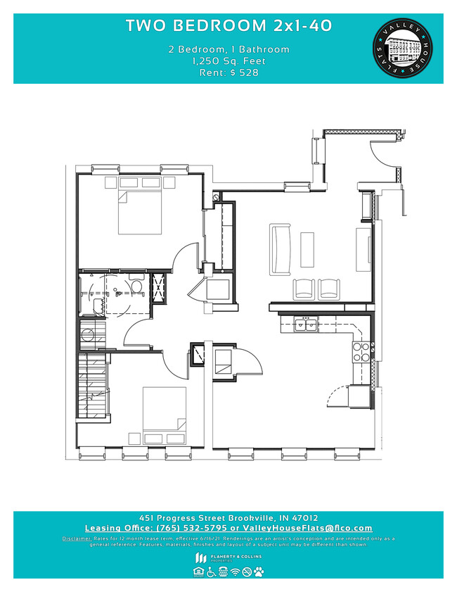 Floorplan - Valley House Flats 55 Year and Older