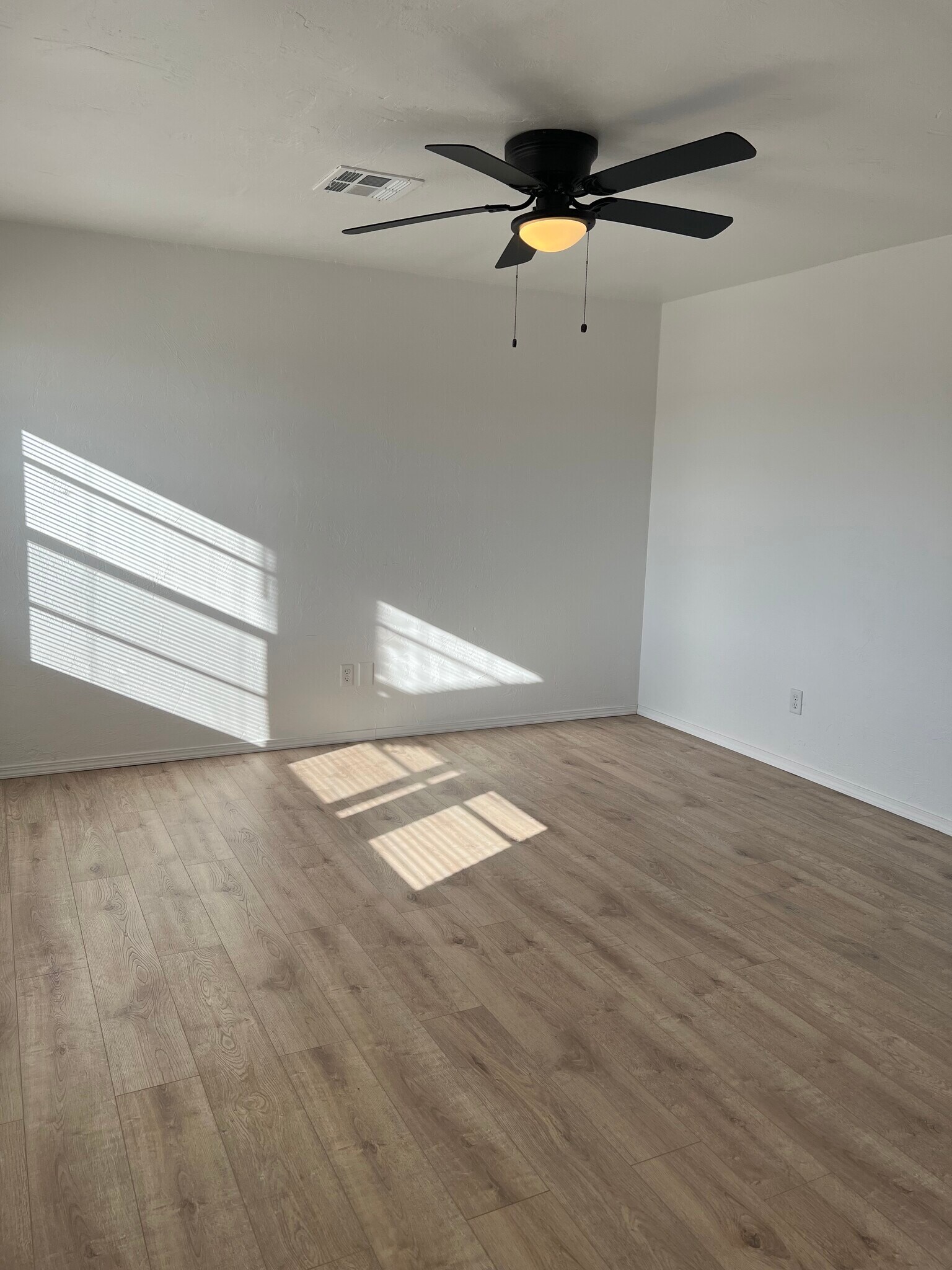 Living room w/ wood laminate flooring throughout - 615 S 6th St