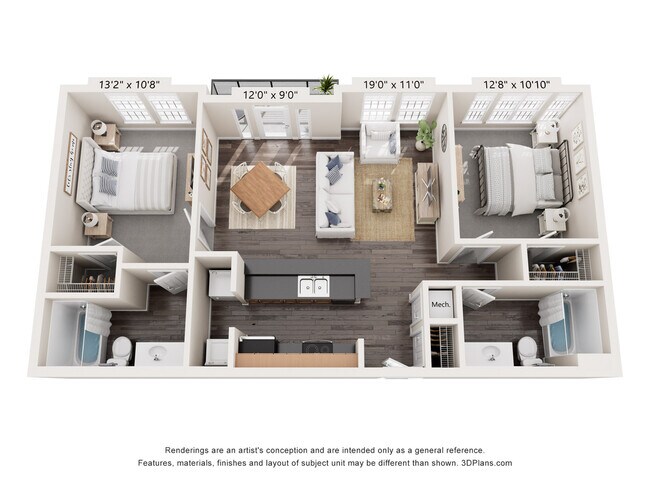 B2 Floorplan at Alpha Mill Apartments - Alpha Mill