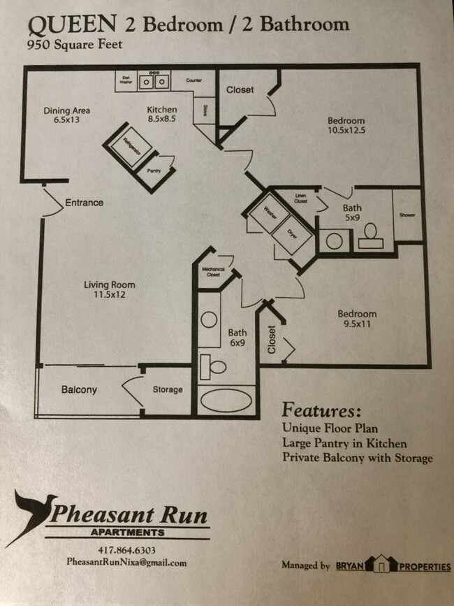 Floorplan - Pheasant Run Apartments by Bryan Properties