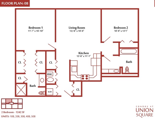 2BR/2BA - Condos At Union Square