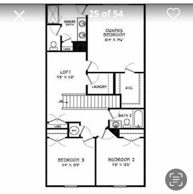 Upstairs floor plan - 1916 Allagash Ln