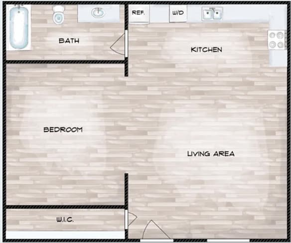 Studio Apartment Unit Floor Plan - Vue at Rocket City