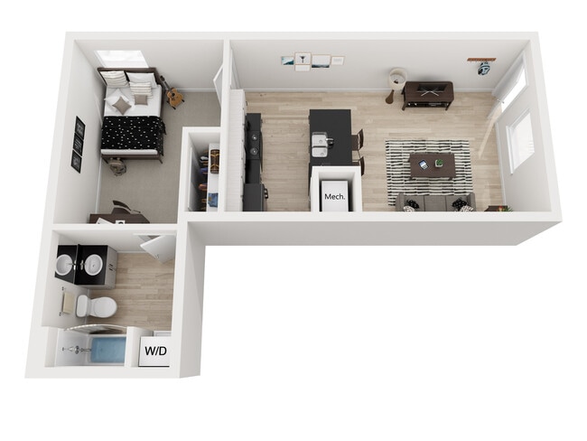 1BR, 1BA - A2 Floor Plan - Aero