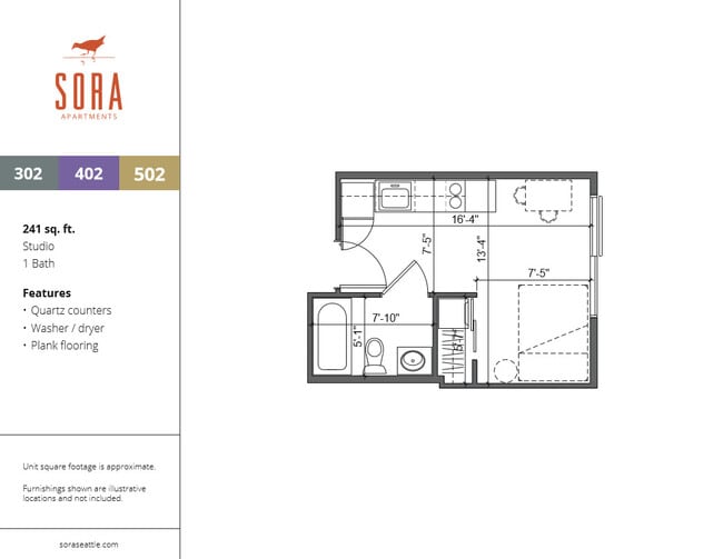 Units 302 & 402 - 241 SQFT - Sora Apartments