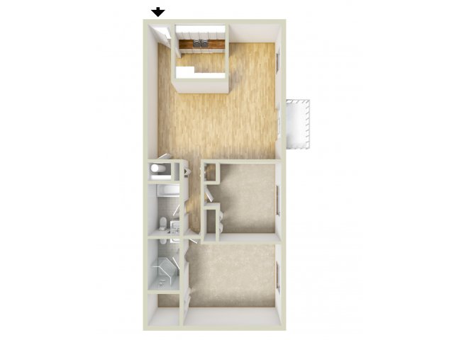 Two bedroom, two bathroom floor plan - Norwood House Apartments