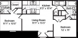 2BR/2BA - Bay South