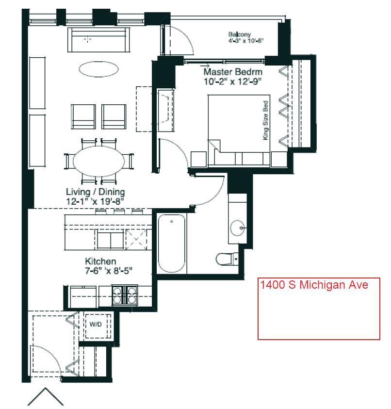 Unit Floor Plan - 1400 S Michigan Ave