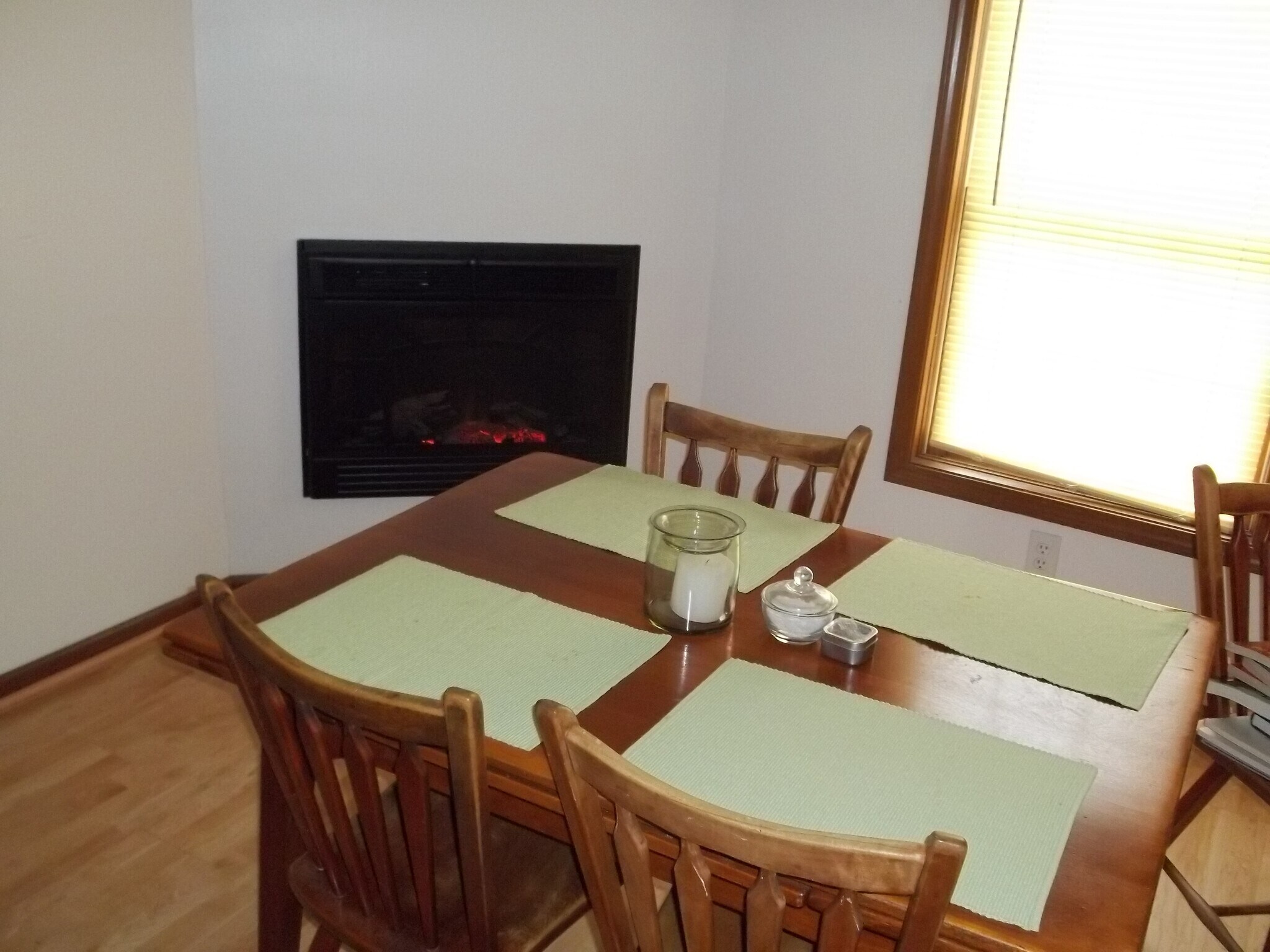study with electric fireplace - 801 N Randolph St