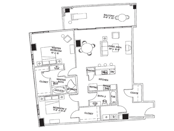 2BR/2BA - Royal Court Condos