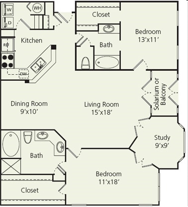 2BR/2BA - The Carlton