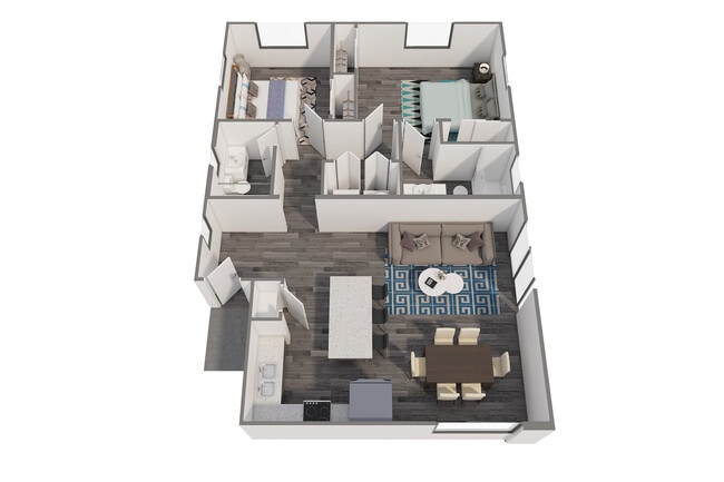 Explore this elegantly designed apartment floor plan, offering a perfect blend of style and functionality. - Quarter North