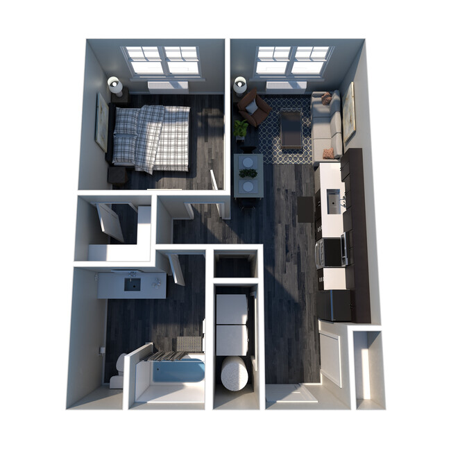 Explore this sleek urban apartment layout, designed for modern living. - The Meridian Apartments