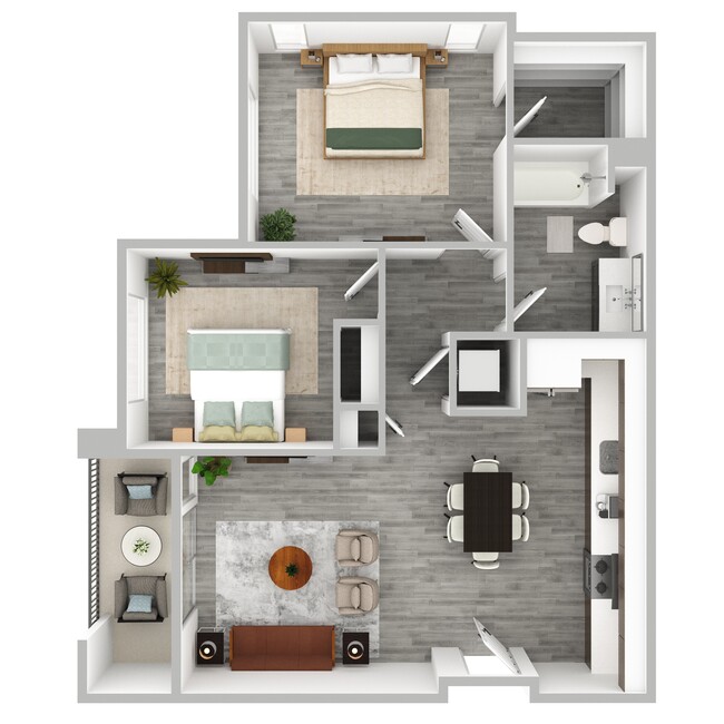 Two-Bedroom, One-Bathroom Apartment - Canyon's Edge Apartments