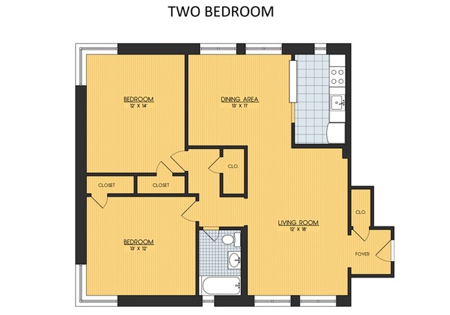 Two Bedroom Floor Plan - Tivoli Gardens