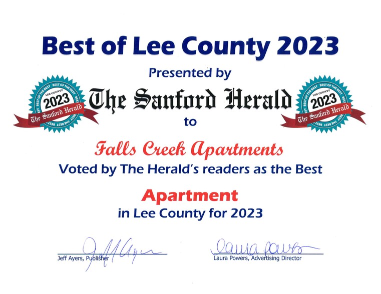 Voted Best of Lee County for the 7th year in a row! - Falls Creek