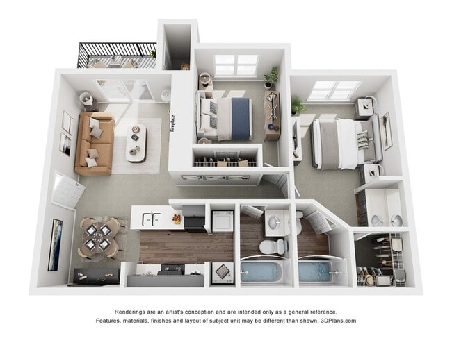 Star | 2 Bed 2 Bath | 826 sq ft | Park at Midtown Apartments in Greensboro - Park at Midtown