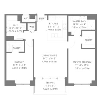 2BR/2BA - Midblock