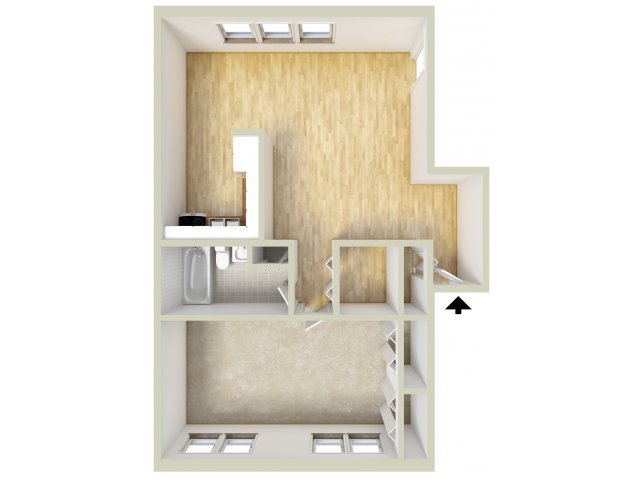 One bedroom floor plan - Mill Creek Village Apartments