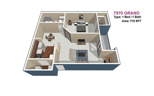 1 BED / 1 BATH - 7970 Grand