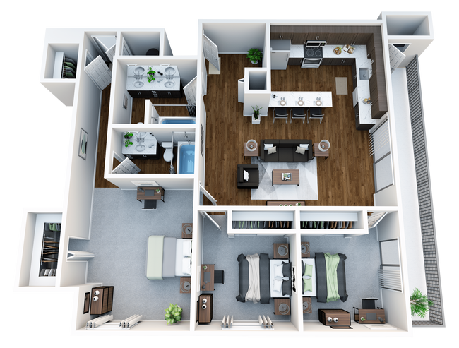 Lakeview-3bed2ba-3D - Lakeview Apartments
