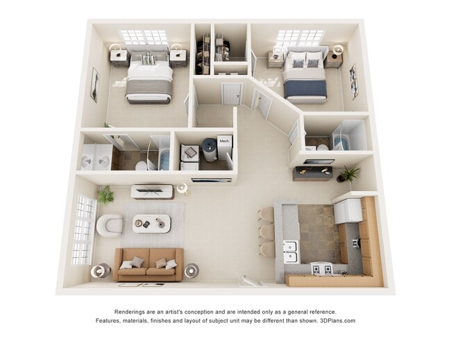 McKinney | 2 Bed 2 Bath | 1000 sq ft | Morgan Ridge Apartments in Winston-Salem - Morgan Ridge