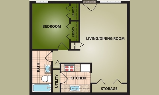 1BR/1BA - Sunnyview Square Apartments