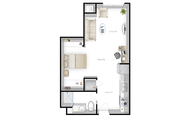 The Bridges Dinkytown S5 Studio Floor Plan - The Bridges Dinkytown