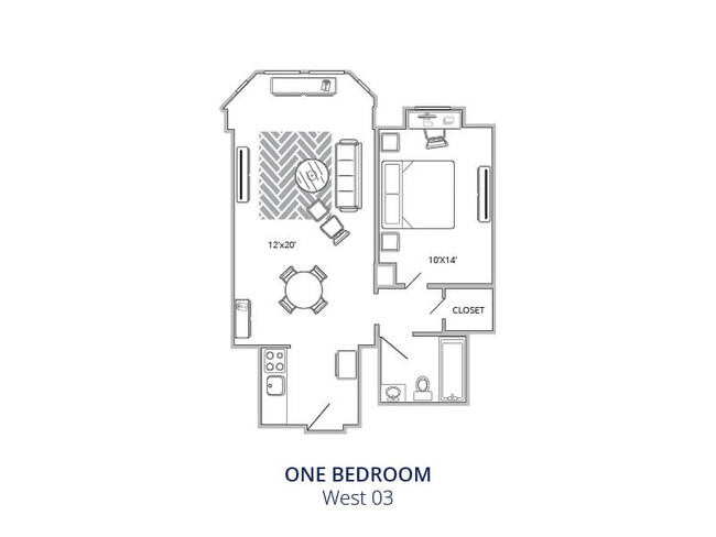 One Bedroom One Bath West 03 - Westbury