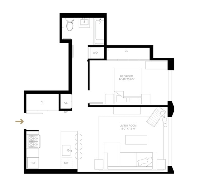 1 bed 1 bath A13-R - The Chelsea